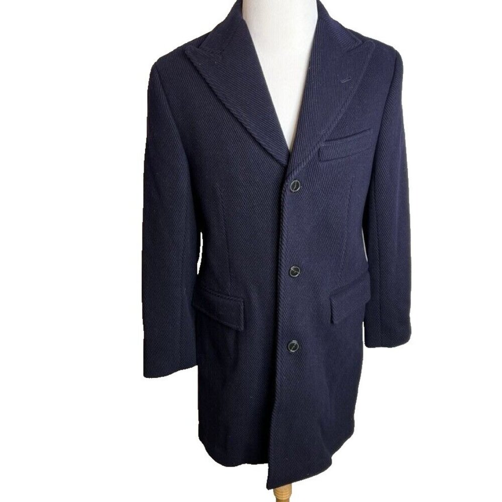 J.Crew Mens $598 Ludlow Topcoat Heavyweight Wool Navy Size 46R BS472 - Picture 4 of 13